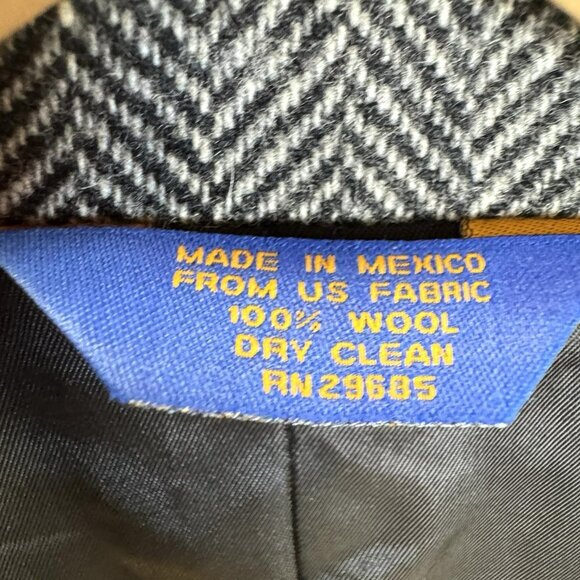 Pendleton Men 42 Long Western Blazer Jacket Wool Herringbone Elbow Patches - Picture 3 of 7